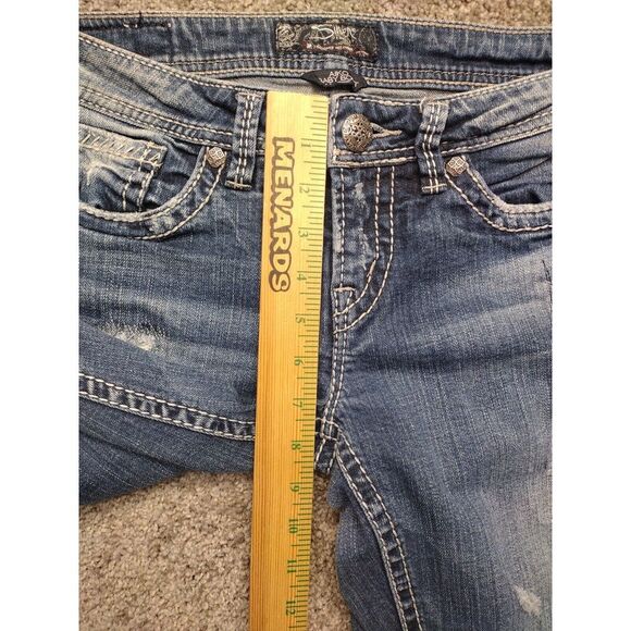 Silver Jeans Women's Size 28/L31 Aiko Baby Boot Cut Denim Jeans White Stitching - Picture 9 of 16